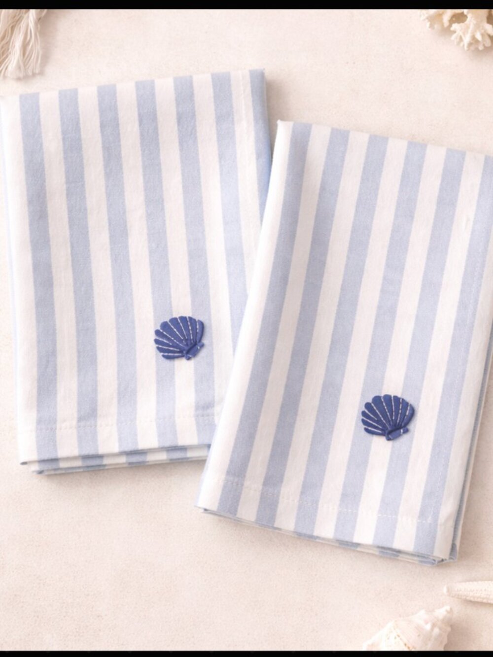 Frasier Sterling - The Harbor Stripe Shell Napkins Set of 2